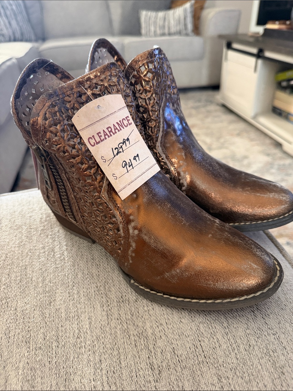Circle G Brown Cutout Leather Ankle Booties